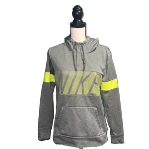 Nike- Grey and neon hooded sweatshirt